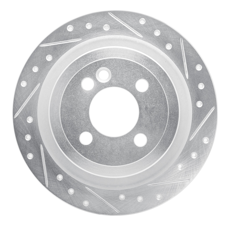 Mini Cooper Brake Rotor (1) - Rear Right - R1 Concepts - Drilled & Slotted - Silver - `09-`14